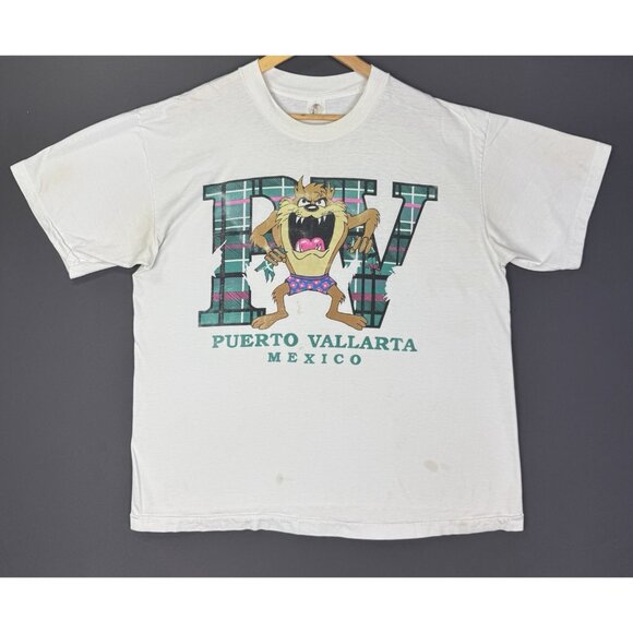 Vintage 90's Tazmanian Devil Puerto Vallarta Mexico Art Promo Beach Nature Water - Picture 1 of 16